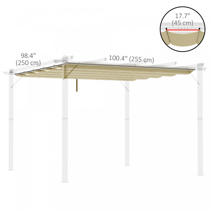 Outsunny Toile De Pergola Retractable De Remplacement Pour Pergola 9.8' X 9.8', Couverture De Pergola De Remplacement, Beige