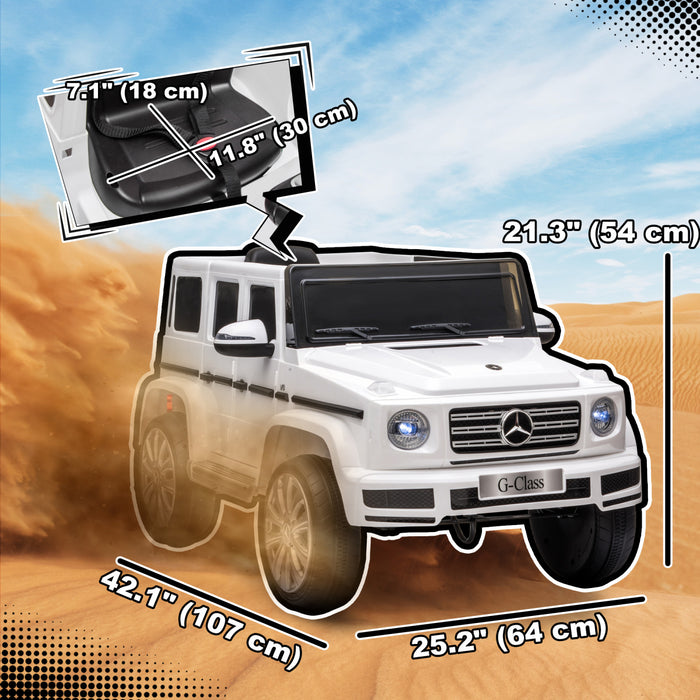 Aosom Voiture Electrique 12v Mercedes-benz G500, Pour Enfants, Blanch