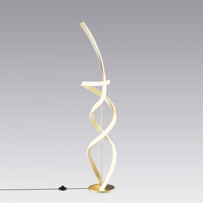 Lampe à pied à DEL de 59 po dorée avec motif torsadé