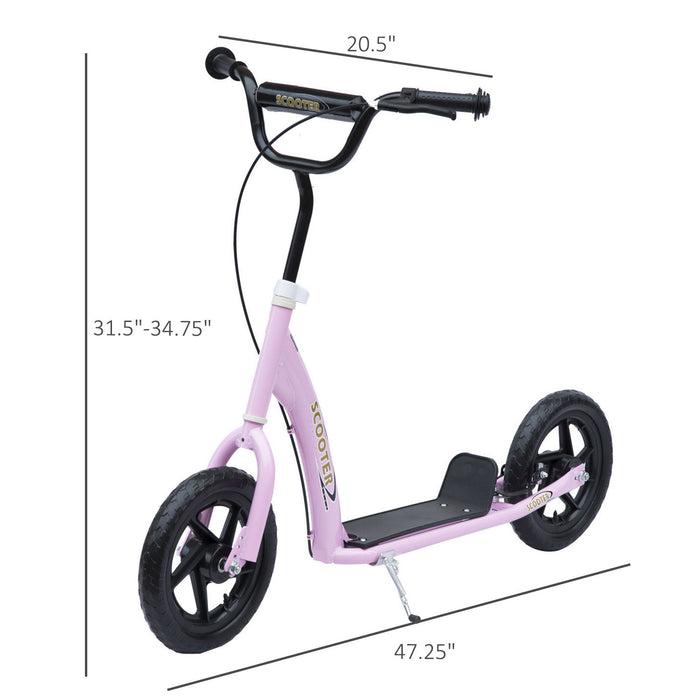 Homcom Reglable Enfants Pro Cascadeur Scooter Enfants Rue Velo Velo Avec Pneu De 30,5 Cm Rose