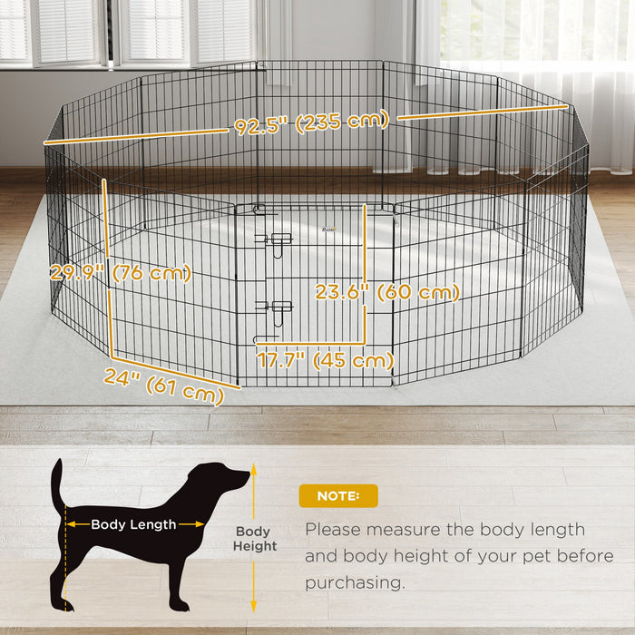 PawHut Parc pour Chiens, Parc a Chiots, 12 Panneaux, Enclos d'Exercice en Metal Pliable pour Interieur et Exterieur, 61 cm de Hauteur