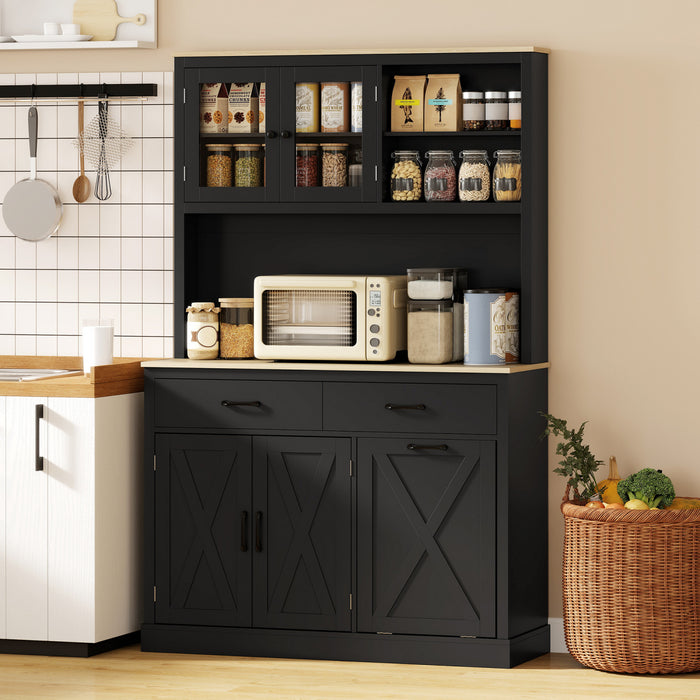 HOMCOM Armoire de cuisine 69\" avec station de charge, noir