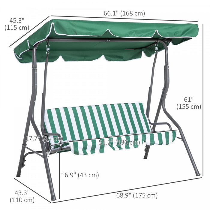 Outsunny Balancelle De Porche Pour 3 Personnes Avec Auvent Reglable