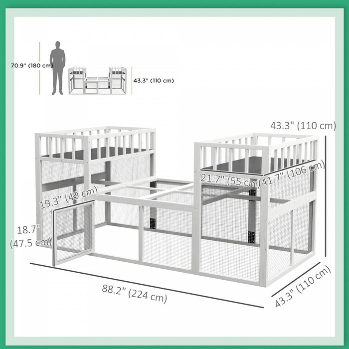 Pawhut Poulailler En Bois, 7,3' X 3,6', Design Combinable Avec Etageres De Rangement, Perchoirs Pour 2 A 4 Poules, Fournitures D'exterieur Pour Volailles, Canards, Oies, Lapins, Blanc