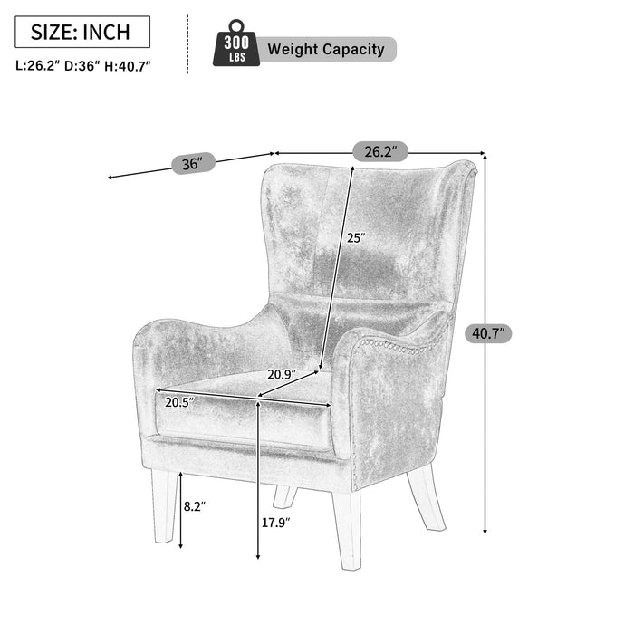 Havenwood Fauteuil d'Appoint HI-BACK a Clous Decoratifs, Brun