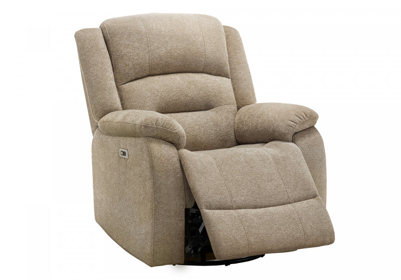 Grand Fauteuil Rembourre Inclinable, Port Usb Inclus, Tissu Beige, Transitionnel
