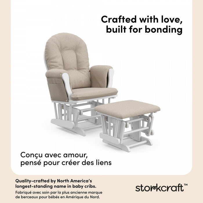 Storkcraft Hoop Fauteuil bercant et pouf - Blanc avec taupe swirl