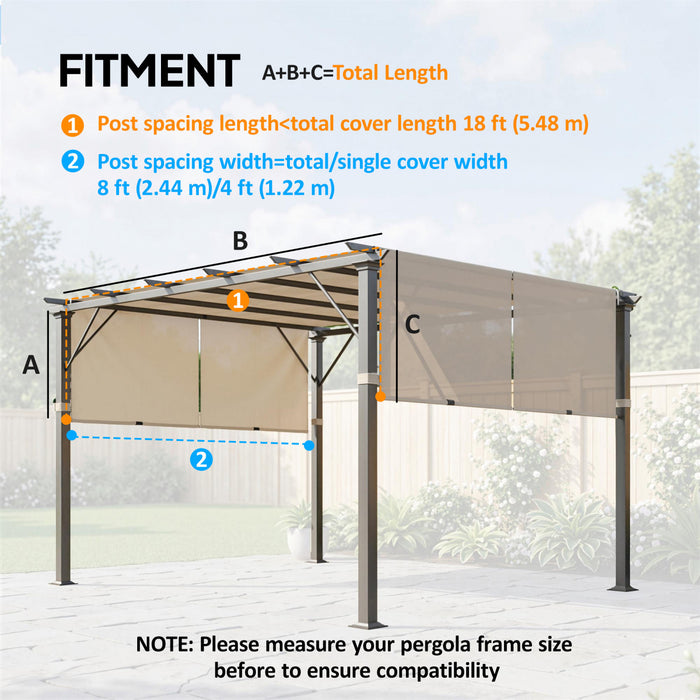 Outsunny Lot de 2 Toiles d'Ombrage pour Pergola, Protection UV, Kaki