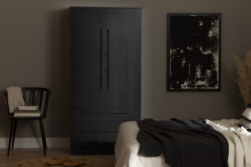 Acapella Armoire Penderie Avec Portes Et Tiroir - Chene Noir