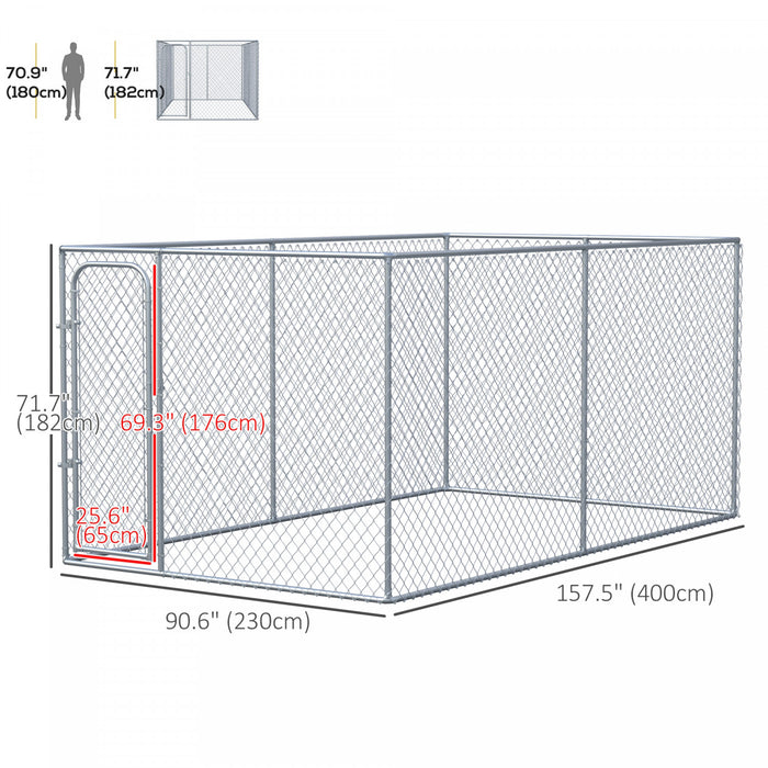 Pawhut 99 Mq. Ft. Dog Playpen Outdoor, Walk-in Dog Run Chenil Exercice Pour Chiot Avec Cadre En Acier Galvanise, Pour Petits Et Moyens Chiens,13.1' X 7.5' X 6'