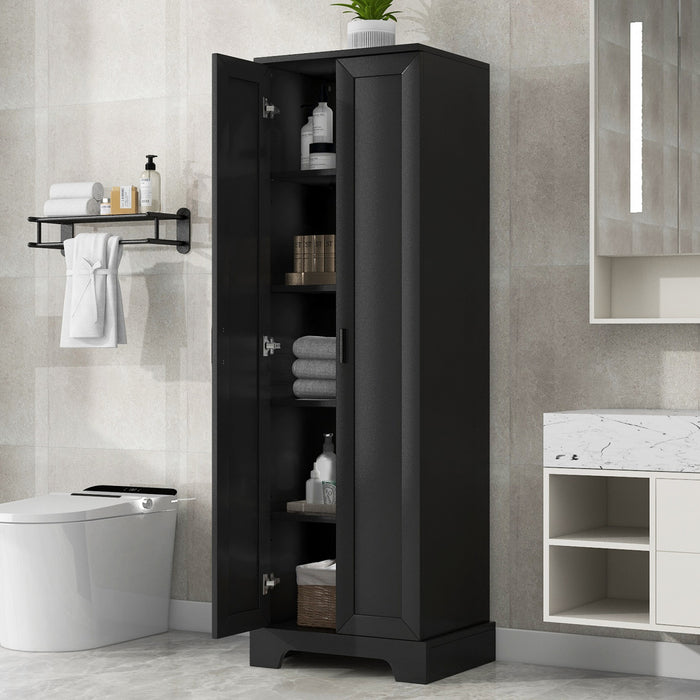 Liam Armoire de rangement multifonction avec portes et etageres reglables, Noir