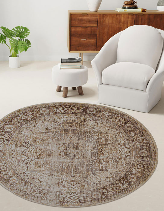Tapis Traditionnel Selena 5'0\" x 5'0\" en Gris