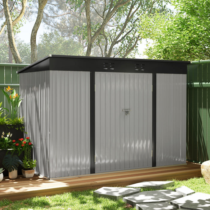 Outsunny Remise De Rangement En Acier 9' X 4' Avec Portes Verrouillables