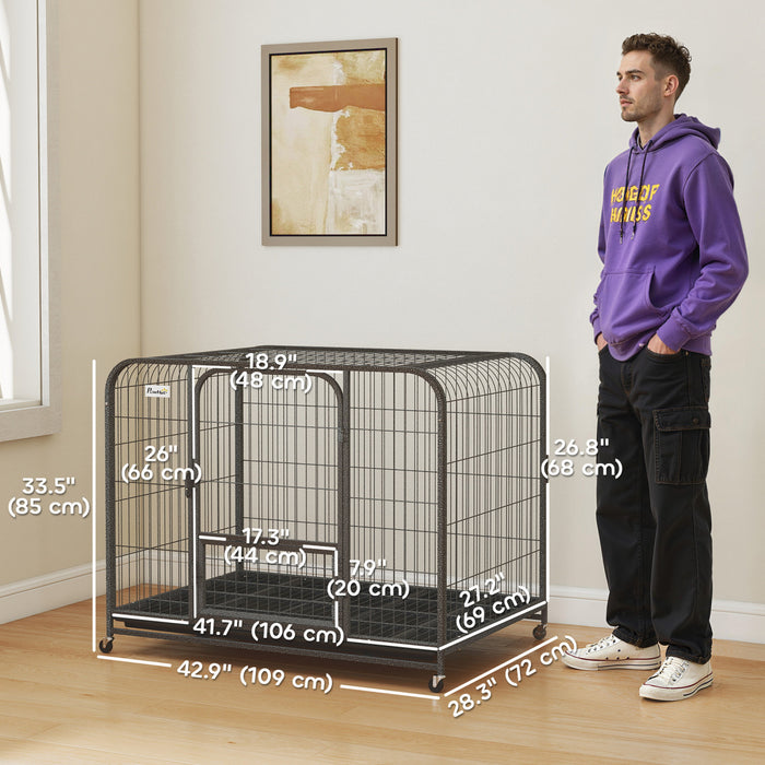 Cage pour Chien 109 cm, Grande Cage avec Roues