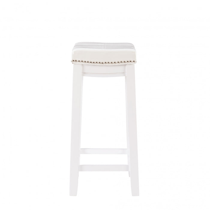 Tabouret Claridge de hauteur comptoir en tissu et sans dossier - blanc