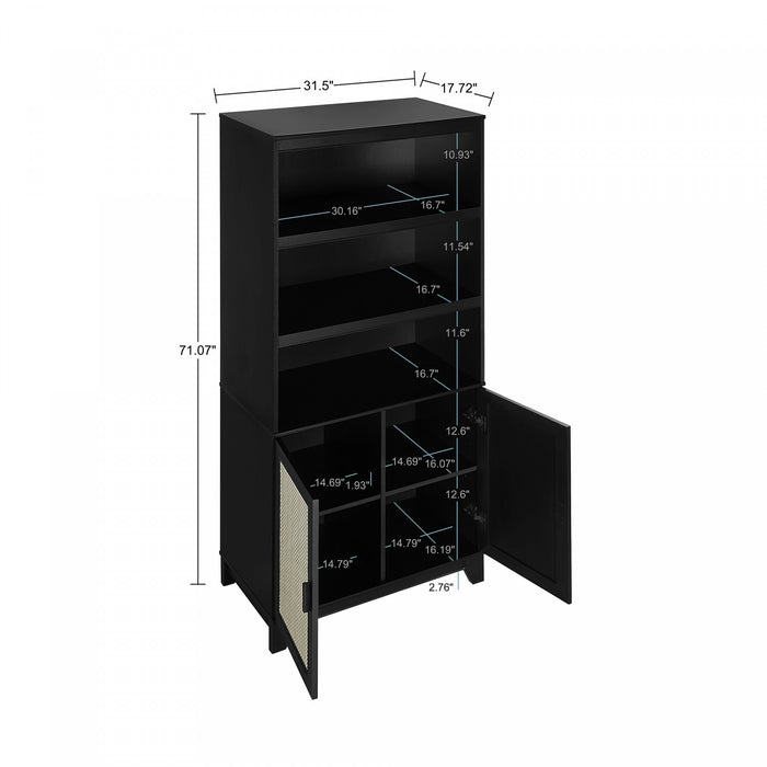 Armoire bibliotheque Sheridan style milieu du siecle 79 cm en noir (7 etageres) – Lot de 2