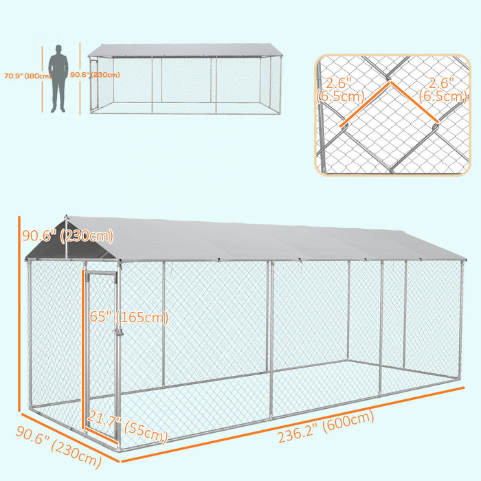 Pawhut Niche D'exterieur Pour Chien Avec Housse Impermeable Et Resistante Aux Uv Pour Chiens De Toute Taille, 19,7' X 7,5' X 7,5', Argente
