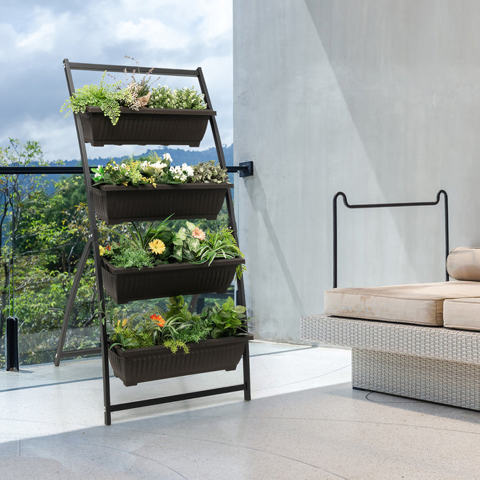 Costway 5 Ft 4-tier Vertical Souleve Lit De Jardin Eleve Planter Boite W / 4 Boites De Conteneur
