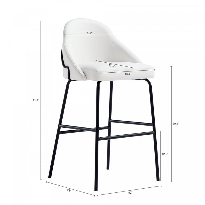 Tabouret de bar moderne en metal et tissu Gracie, blanc et noir - Lot de 2