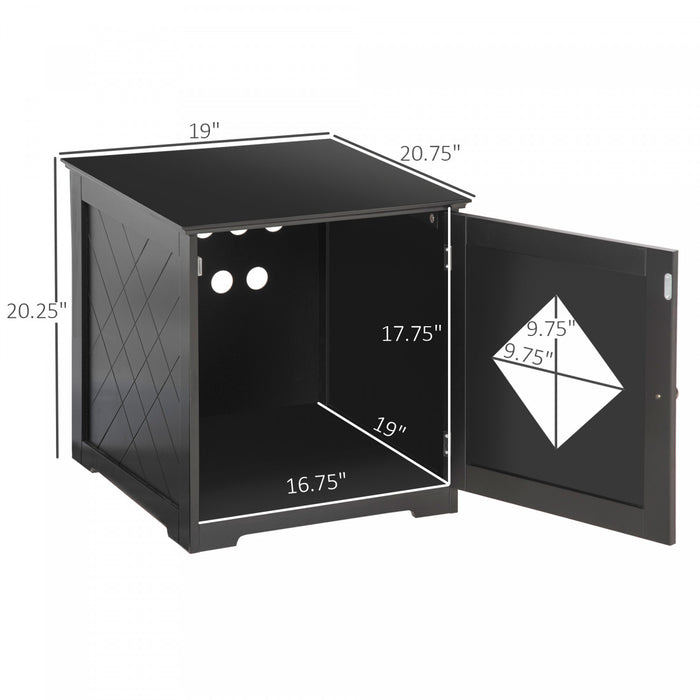 Pawhut Table D'extremite Pour Bac A Litiere, Toilettes Interieures Pour Chats Avec Porte Magnetique, Table De Nuit Pour Bac A Litiere Cache Avec Grand Plateau, Montage Facile, Noir