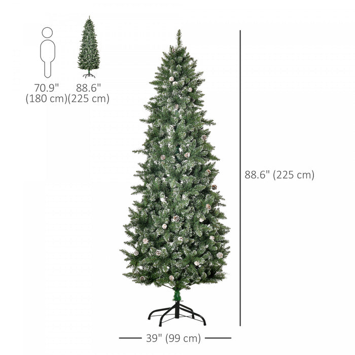 Homcom Arbre De Noel Floque De 7,5 Pieds Avec Pommes De Pin, Vert