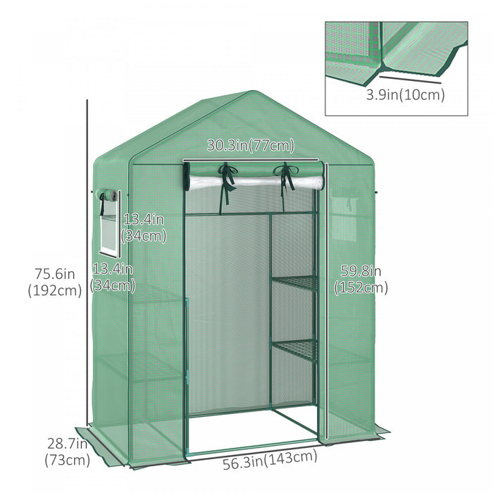 Outsunny Serre De Jardin Avec Porte Grillagee Et Etageres A 3 Niveaux