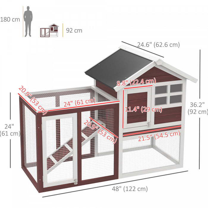 Pawhut Clapier En Bois Pour Lapin De Jardin Cage Pour Petit Animal Avec Echelle Et Enclos Exterieur