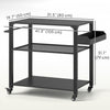 Outsunny Three-Shelf Outdoor Grill Dining Cart, Pizza Oven Stand with Storage Rack, Side Handle, BBQ Movable Food Prep Table with 4 Wheels for Backyard Party