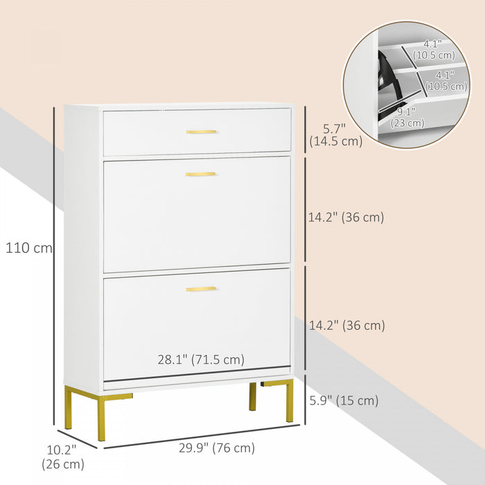 HOMCOM Armoire de rangement pour chaussures moderne avec portes rabattables