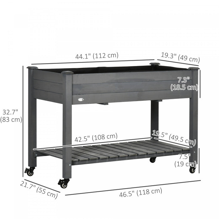 Outsunny 47\" X 21\" Jardiniere Surelevee En Bois, Gris