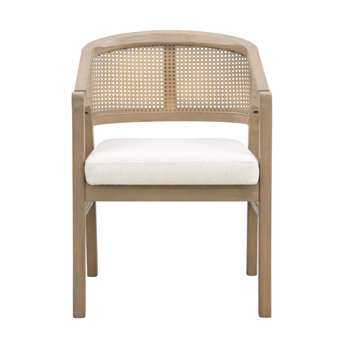 Liam Ensemble de 2 chaises de salle a manger confortables avec dossier en rotin et structure en bois de caoutchouc, frene clair