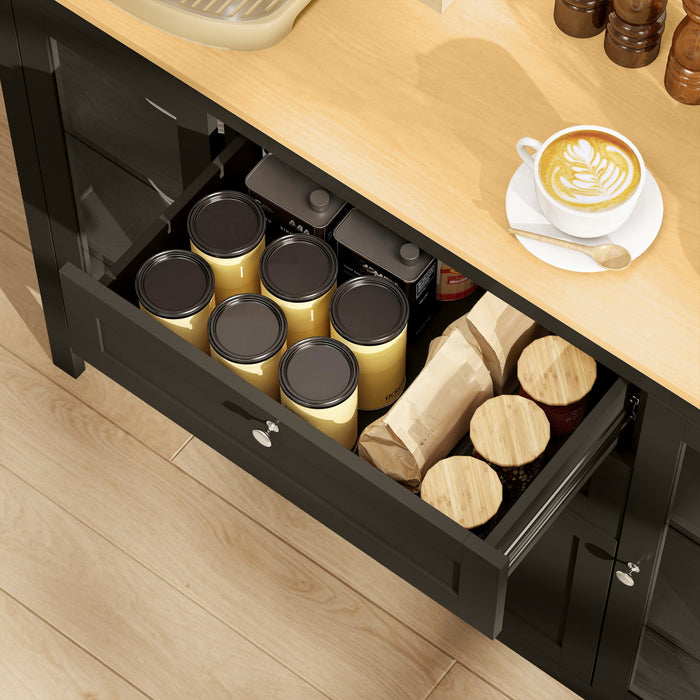 HOMCOM Buffet avec 2 Tiroirs 3 Armoires de Rangement, Marron