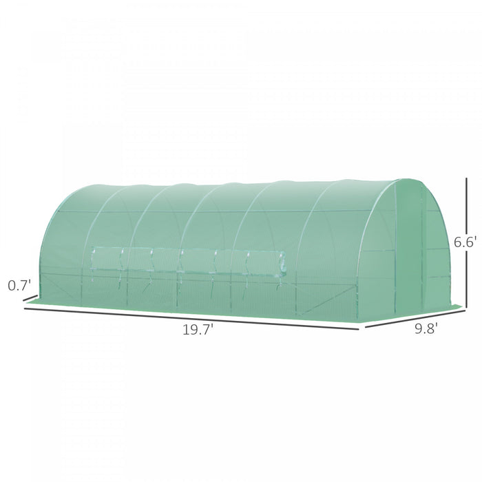 Outsunny 20x10x6.6ft Serre Robuste Pour Jardin Portatif Couverture Verte