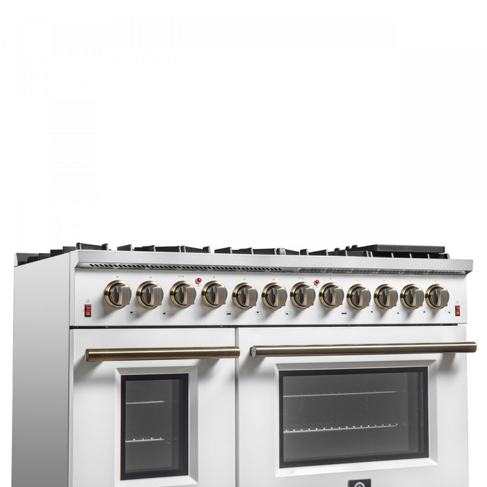 Cuisiniere a double combustible Galiano 48 po, blanche, 6,58 pi³ double four - FFSGS6156-48WHT