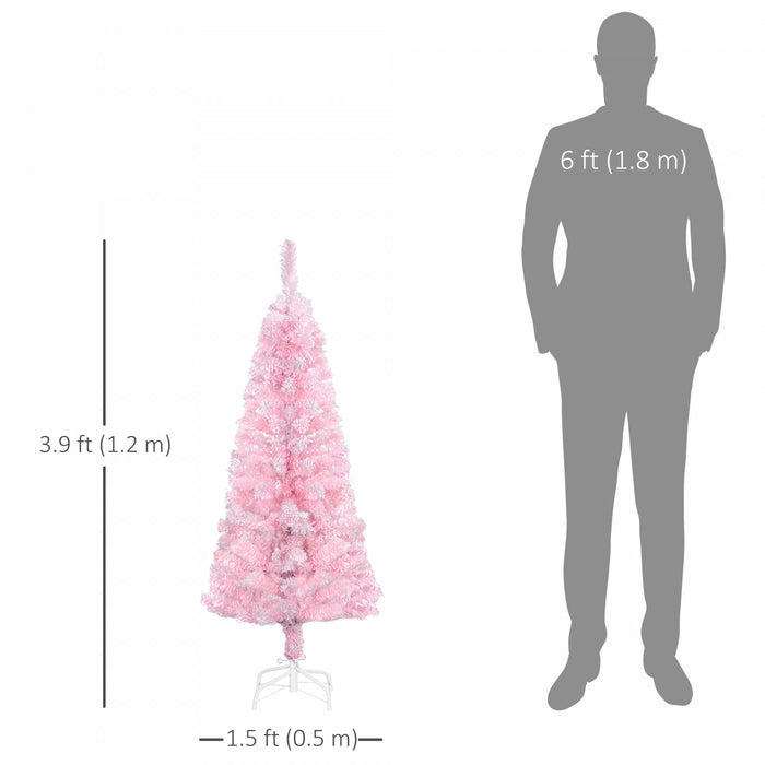 Homcom Sapin De Noel Artificiel Fin Floque Avec Base En Acier, Rose