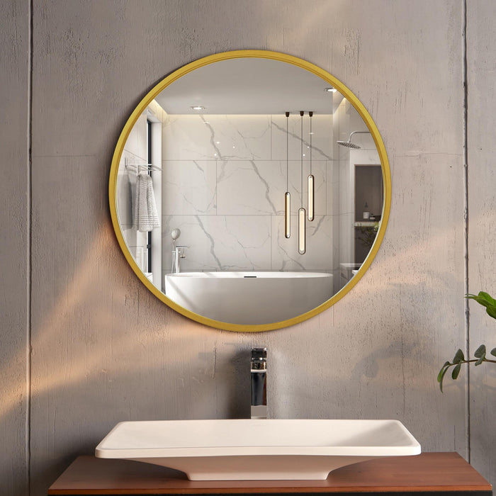 Miroir rond Arcus 30 po x 30 po fabriqué à la main - doré