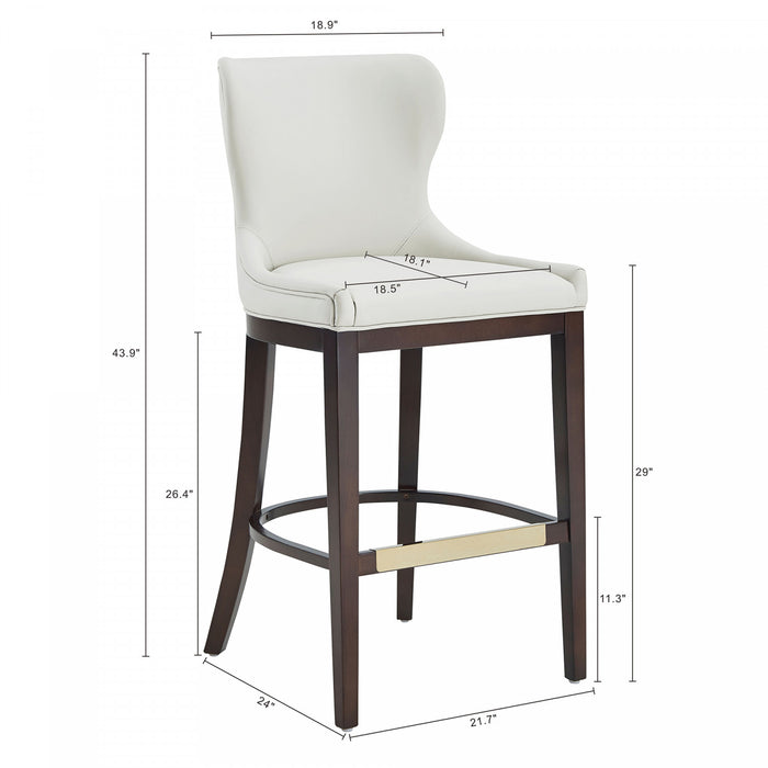Tabouret de bar Blair moderne en bois avec revetement en tissu blanc - Lot de 3