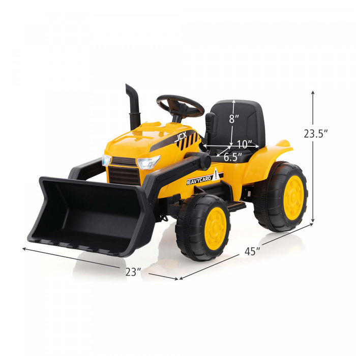 Costway Tractopelle A Pousser Pour Enfant, Tracteur Electrique Avec Bras Et Godet Flexibles & Telecommande, Tractopelle Electrique Avec Musique & Roues Antiderapantes, Cadeau Enfants De 3 -8 Ans