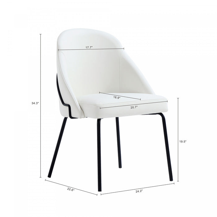 Chaise de salle a manger moderne Gracie en metal et cuir vegetalien blanc et noir