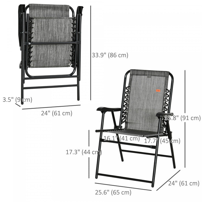 Outsunny Chaise Pliante D'exterieur Chaise Pliable A Sangle Elastique, Gris