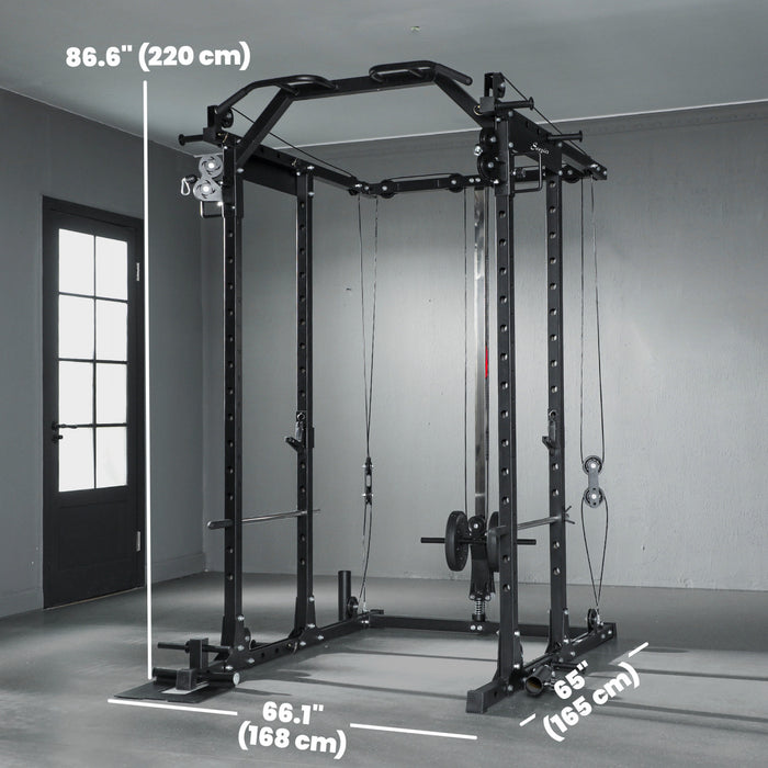 Soozier Rack de Puissance Multifonctionnel, Machine Smith Barre de Traction
