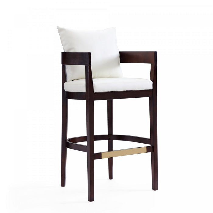 Tabouret de bar en bois rembourre style mid-century Ritz, ivoire – Lot de 2