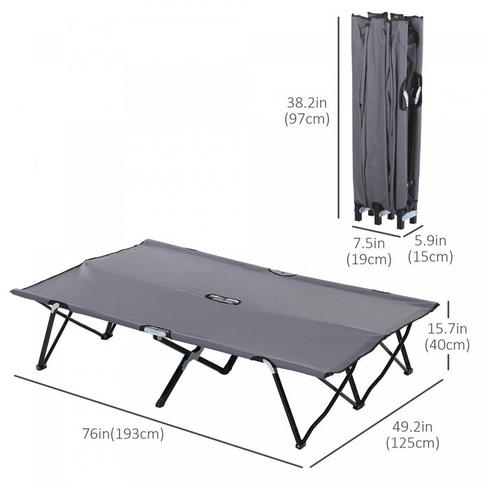 Outsunny Lit De Camping Pliant Pour Deux Personnes De 76 Po Avec Sac De Transport, Gris