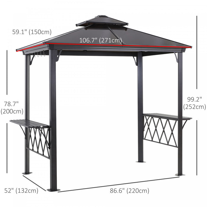 Outsunny Gazebo De Barbecue 9' X 5', Avec Toit En Pc A 2 Niveaux, Etageres