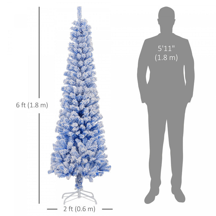 Homcom Arbre De Noel Artificiel Fin Floque De Neige Artificielle 6pi
