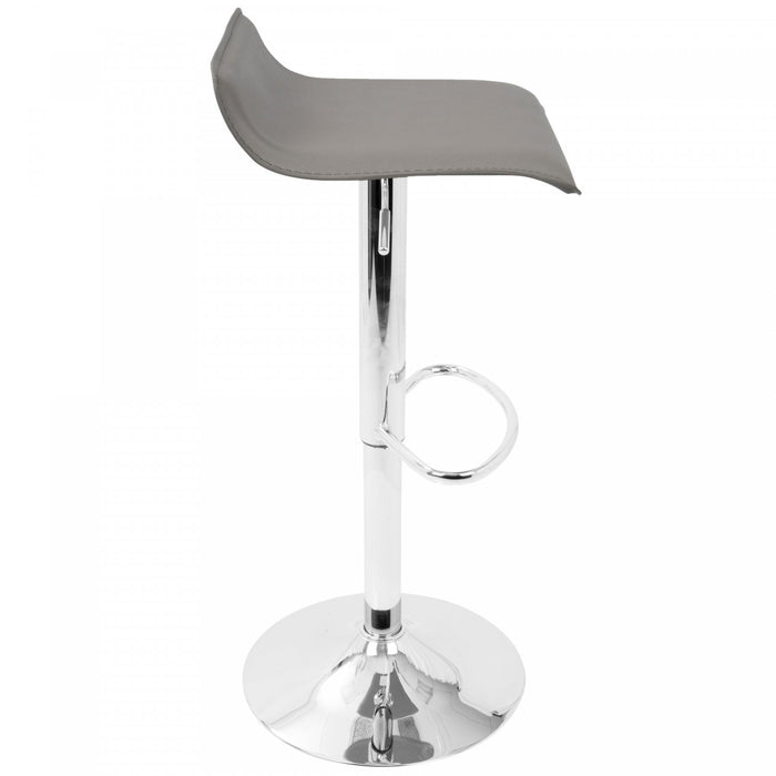 Tabouret pivotant contemporain Ale à hauteur réglable en tissu gris - ensemble de 2