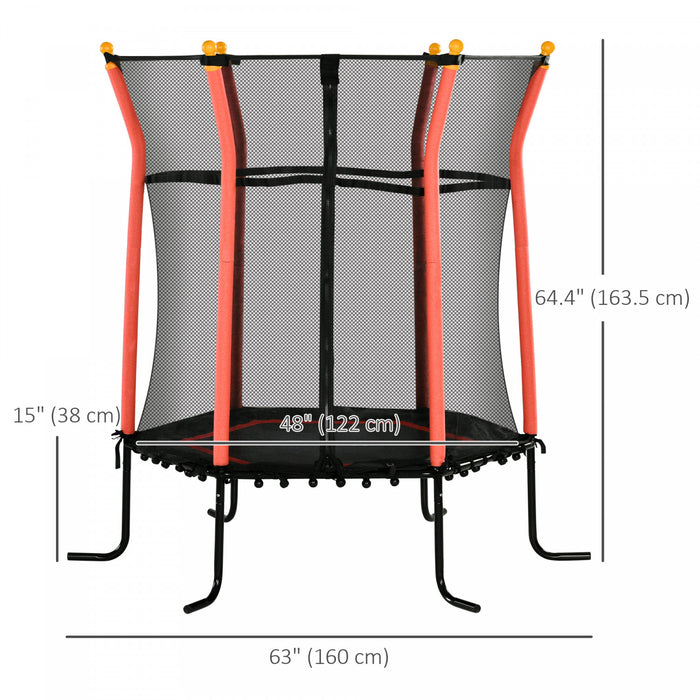 Soozier Mini trampoline pour enfants de 63\" pour interieur avec filet d'enceinte, poteau elastique epais rembourre, cadeau pour enfant de 3 a 10 ans, rouge