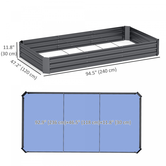 Outsunny Jardiniere galvanisee, lit de jardin en metal 8' x 4' x 1'