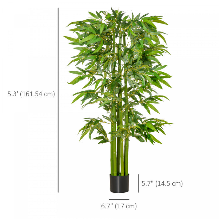 HOMCOM Arbre artificiel en bambou de 5.3pi pour decoration interieure, vert