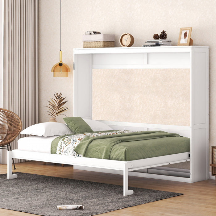 Evelyn Lit mural escamotable gain de place Murphy avec design d’armoire pliable, taille Queen, blanc